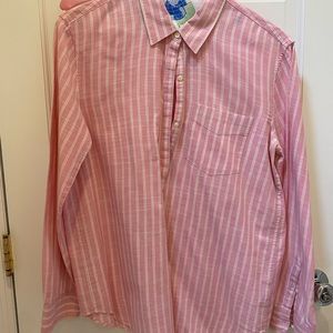 Pink stripe tunic 1/2 button up, GAP, Large